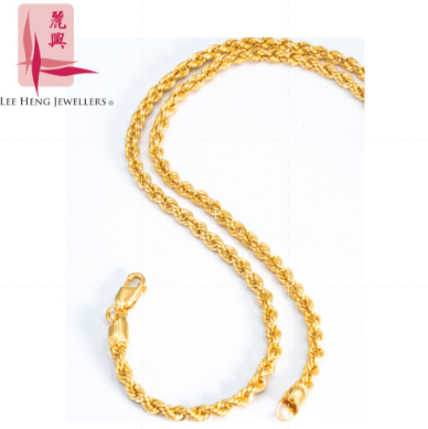 916 Gold Hollow Twisted Rope Necklace