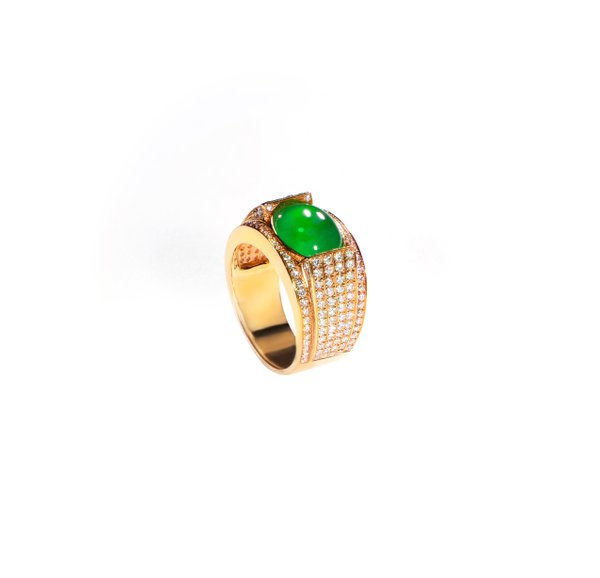 750 Rose Gold Jade Ring D3-025