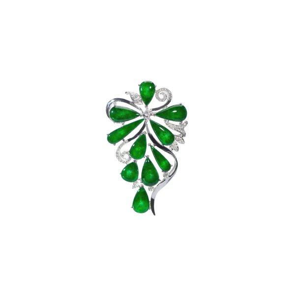 750 White Gold  Jade Brooch and Pendant 3JG00002