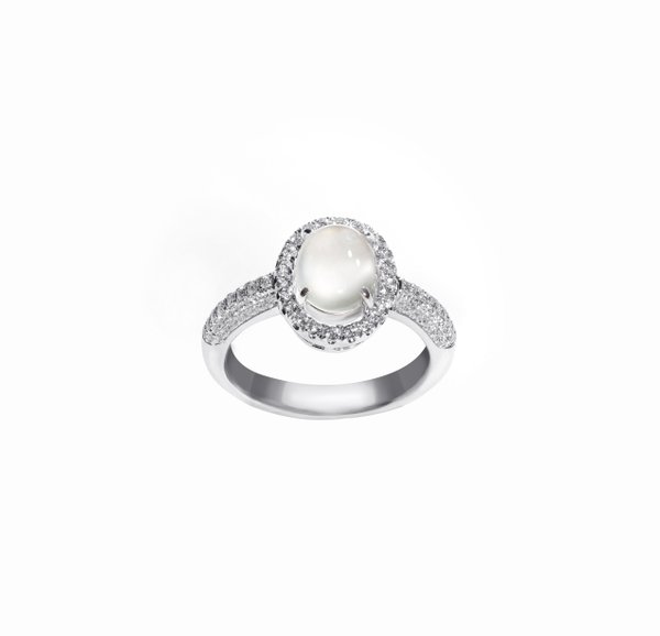750 White Gold Icy Jade Ring D3-031