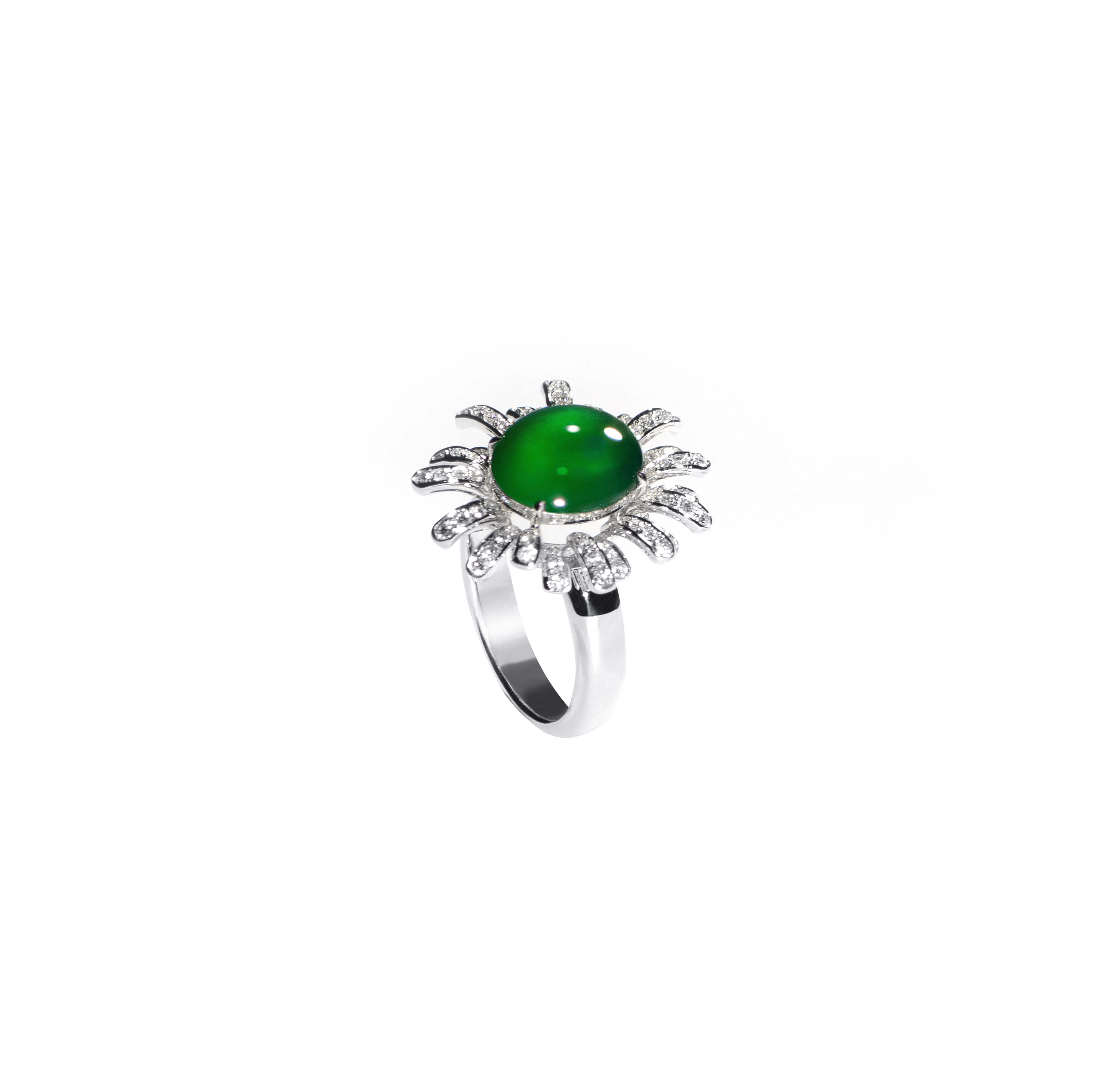 White gold 2025 jade ring