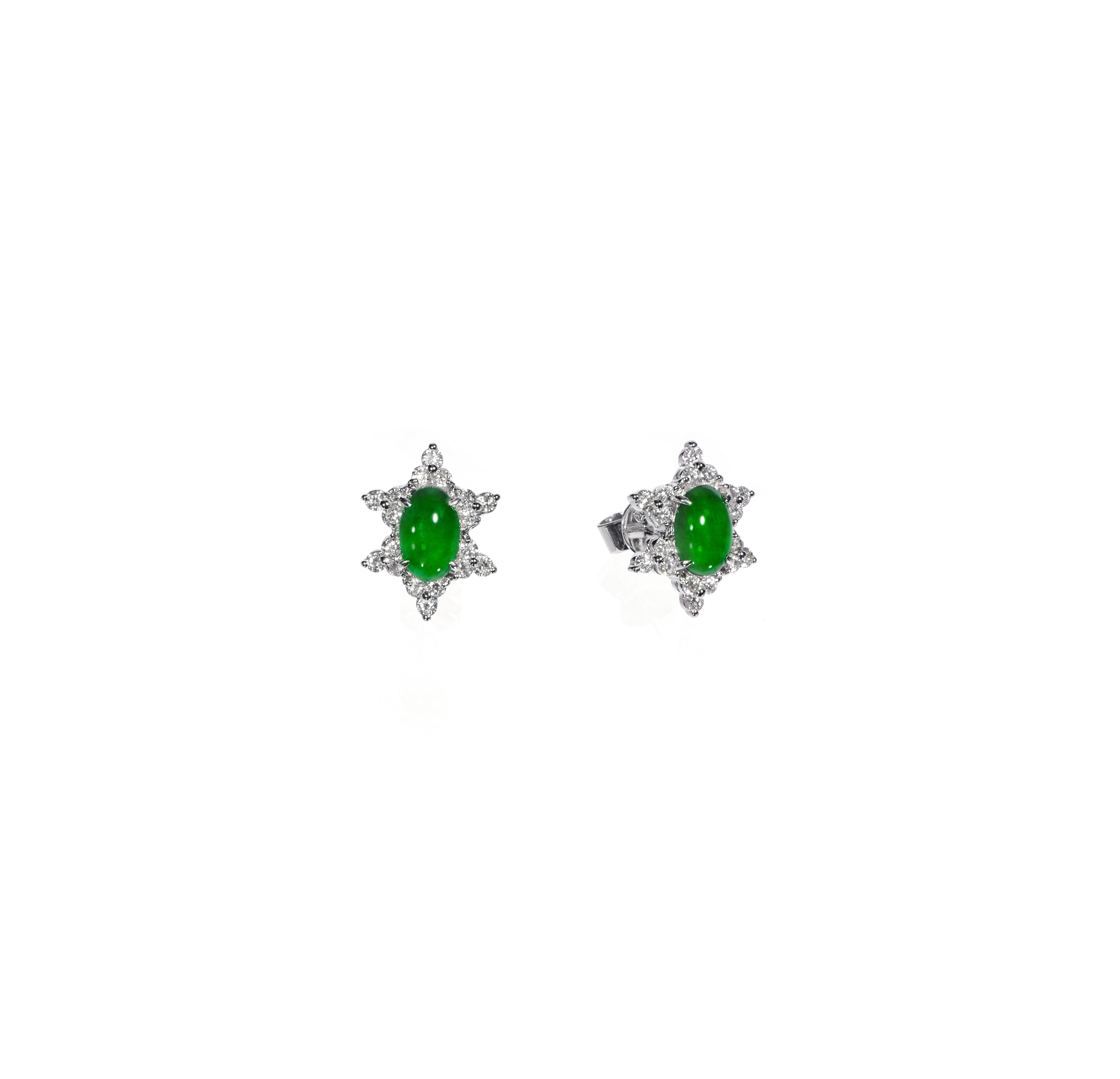 White gold deals jade earrings