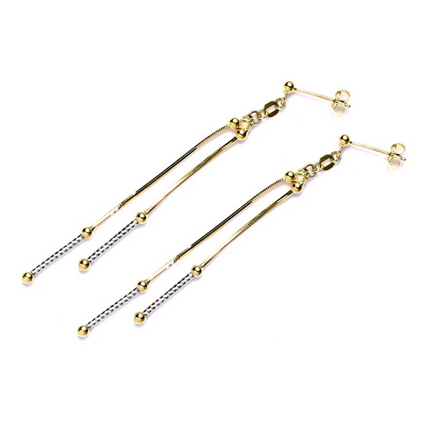 EITA Collection 917 Yellow/White Gold 2 Lines Dangling Earring K-03					